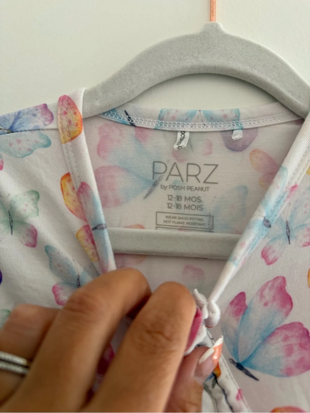 Posh Peanut Butterfly-Print Footed One-Piece Pajamas - White/Pastel size 12-18m
